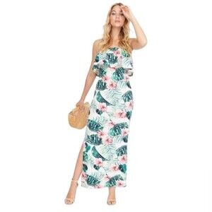 Streetwear Society Strapless Tropical Maxi Dress Size Medium